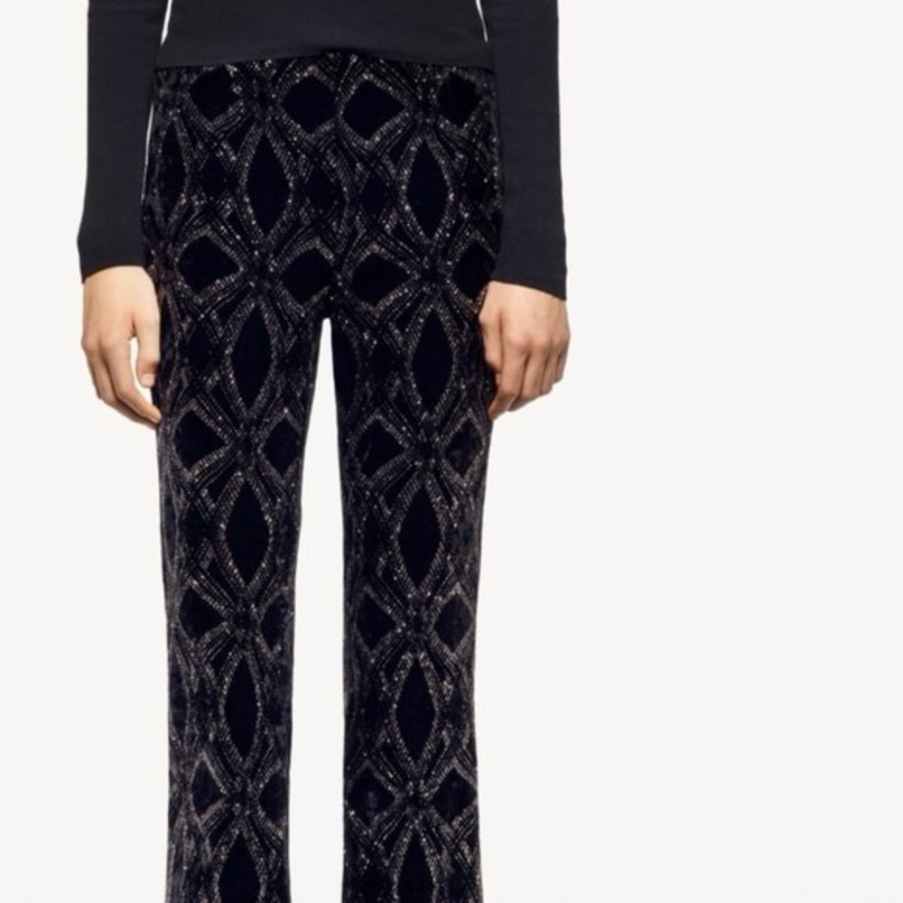 Zara Black Velvet Flare Pants